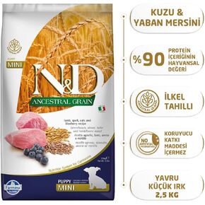 Farmina Natural & Delicious Lamb & Blueberry Low-Grain Mini Breed Puppy Food 5.5 Pounds in Kuwait
