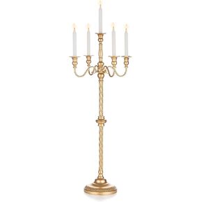 Sziqiqi Gold Candlestick Holder for Table Centerpiece - 20inch Candelabra Candle Holder 5-stem Candlestick Holders for Taper Candles Tall Flower Centerpieces for Tables in Saudi Arabia