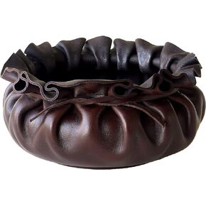 Leather Catchall Tray Valet Storage-Dump Tray for Home and Office,Handmade Decorative Bowl for Sundries,Nightstand Tray,Jewelry Tray,Candy Holder,Full Grain Vegetable Tanned Leather,Dark Brown in Saudi Arabia