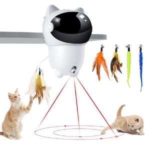 KONPCOIU Automatic Cat Toys, Indoor Laser Toy, Cats Exercise Toy Laser, Interactive Kitten Stimulation Electronic Feathers for Cats, Rechargeable Toys Gift for Cats/Kitty/Dogs, 1800 mAh Batterry in Kuwait