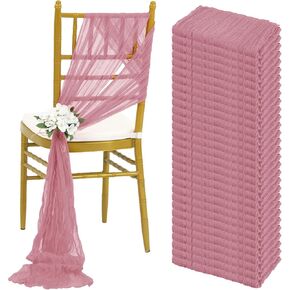 FXKS 30 قطعة من أوشحة الكراسي المصنوعة من القماش القطني الأخضر المريمية لحفلات الزفاف، غطاء كرسي تزيين عالمي، لوازم ربطة عنق خلفية، أوشحة كرسي مزخرفة من الشاش لمناسبات الزفاف والولائم (16 × 108 بوصة) in Kuwait