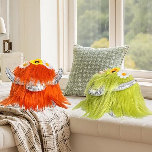 Funoasis 2 قطعة بقرة المرتفعات التماثيل المحشوة التماثيل الاسكتلندية ديكورات للمنزل مصنوعة يدويًا من القطيفة هدايا الحيوانات مزرعة صينية متدرجة ديكور in Kuwait