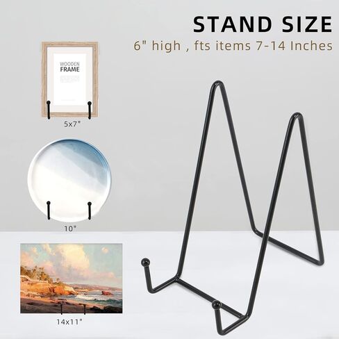 4Pcs 6 Inch Plate Stands for Display, Metal Black Frame for Display Picture Stand. Plate Holder Display Stand for Picture, Decorative Plate, Book, Photo, Dish and Tabletop Art in Kuwait