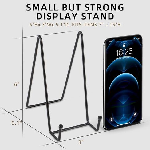 4Pcs 6 Inch Plate Stands for Display, Metal Black Frame for Display Picture Stand. Plate Holder Display Stand for Picture, Decorative Plate, Book, Photo, Dish and Tabletop Art in Kuwait