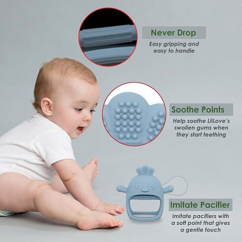 2 Pack Baby Teething Toys for 0-6 & 6-12 Months, Food Grade Silicone Teething Mitten Anti-Drop Wrist Hand Teether, BPA Free, One-Piece, CPC Certified Baby Chew Toys for Sucking Needs in Saudi Arabia