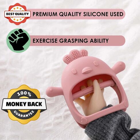 2 Pack Baby Teething Toys for 0-6 & 6-12 Months, Food Grade Silicone Teething Mitten Anti-Drop Wrist Hand Teether, BPA Free, One-Piece, CPC Certified Baby Chew Toys for Sucking Needs in Saudi Arabia