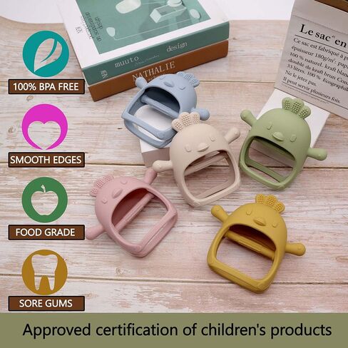 2 Pack Baby Teething Toys for 0-6 & 6-12 Months, Food Grade Silicone Teething Mitten Anti-Drop Wrist Hand Teether, BPA Free, One-Piece, CPC Certified Baby Chew Toys for Sucking Needs in Saudi Arabia