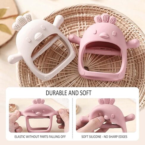 2 Pack Baby Teething Toys for 0-6 & 6-12 Months, Food Grade Silicone Teething Mitten Anti-Drop Wrist Hand Teether, BPA Free, One-Piece, CPC Certified Baby Chew Toys for Sucking Needs in Saudi Arabia
