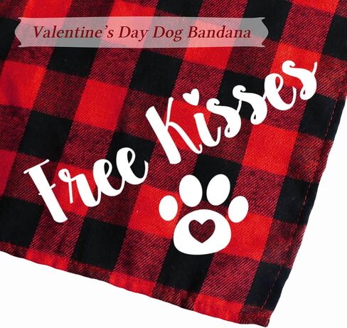 STMK 2 حزمة من عصابات الكلاب في عيد الحب، قبلات مجانية I Woof You Plaid Dog Puppy Bandana للكلاب الجرو في عيد الحب وحفلات الزفاف وحفلات الزفاف (أحمر، قبلات مجانية وأنا Woof You) in Saudi Arabia