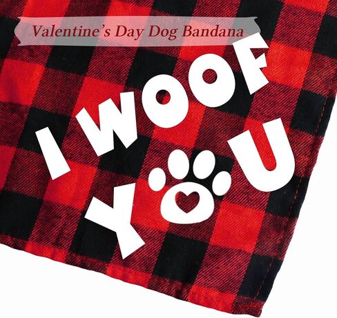STMK 2 حزمة من عصابات الكلاب في عيد الحب، قبلات مجانية I Woof You Plaid Dog Puppy Bandana للكلاب الجرو في عيد الحب وحفلات الزفاف وحفلات الزفاف (أحمر، قبلات مجانية وأنا Woof You) in Saudi Arabia