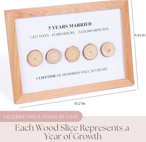 PureRejuva 5 Year Wood Anniversary Gift for Husband – 5th Anniversary Gifts for Wife - Traditional Real Wood Print- 5 Year Anniversary Gift for Men and 5 Year Anniversary Gifts for Wife -Wood Gifts in Kuwait