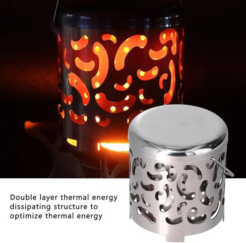 سخان خيمة للتخييم، غطاء تسخين خيمة صغير من الفولاذ المقاوم للصدأ للتخييم، غطاء موقد محمول للتخييم مع مقبض شبكي حقيبة لحقائب الظهر في الهواء الطلق والمشي لمسافات طويلة والتخييم ونزهة الشواء in Kuwait