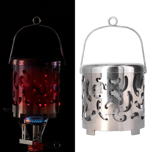 سخان خيمة للتخييم، غطاء تسخين خيمة صغير من الفولاذ المقاوم للصدأ للتخييم، غطاء موقد محمول للتخييم مع مقبض شبكي حقيبة لحقائب الظهر في الهواء الطلق والمشي لمسافات طويلة والتخييم ونزهة الشواء in Kuwait