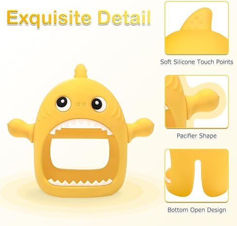 Cute Shark Teething Mitten Toy for Babies 6 Months+, Never Drop Silicone Baby Teether, Hand Pacifier for Babies to Suck and Chew, Toy for Teething Babies (Green) in Kuwait