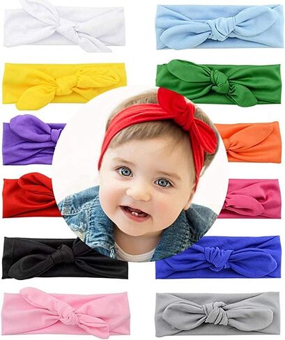 زوكون 12 قطعة من عصابات الرأس للأطفال الصغار، عصابات رأس قابلة للتمدد والتعديل للبنات حديثي الولادة، فيونكات وعصابات رأس in Kuwait