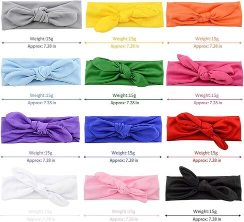 زوكون 12 قطعة من عصابات الرأس للأطفال الصغار، عصابات رأس قابلة للتمدد والتعديل للبنات حديثي الولادة، فيونكات وعصابات رأس in Kuwait