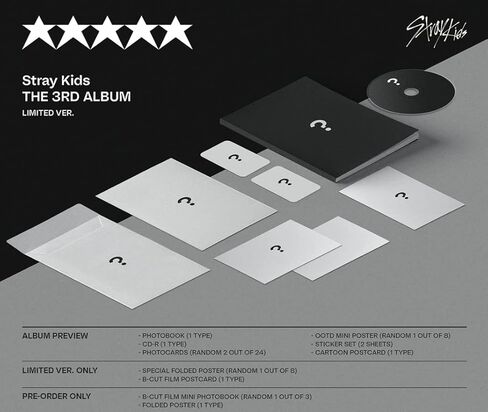 Stray Kids 5-STAR الألبوم الثالث الكامل 3 كتاب صور + 1 مجموعة محدودة + طلب مسبق in Kuwait