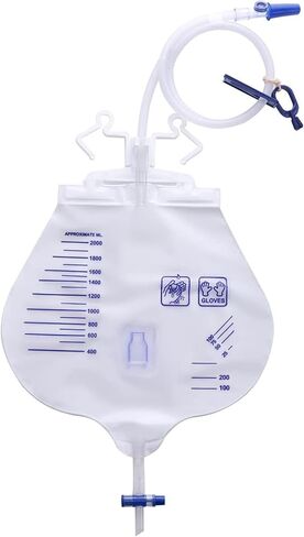 حقيبة تصريف بولية من لايف في مع غرفة مضادة للارتجاع، 2000 مل مع خطاف مزدوج للصرف 48 بوصة، صمام مخرج T-Tap (عبوتان) in Kuwait