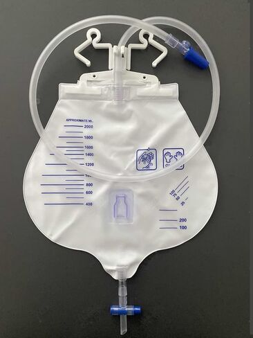 حقيبة تصريف بولية من لايف في مع غرفة مضادة للارتجاع، 2000 مل مع خطاف مزدوج للصرف 48 بوصة، صمام مخرج T-Tap (عبوتان) in Kuwait