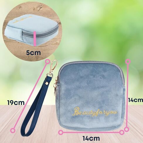 Adorable Pink Peri - Reusable Sanitary Napkin Pads Storage Bag Portable for Women Girls | Soft Touch Velvet with Matching Open Clip Lanyard | Reusable | Zero Waste Period (Black Velvet) in Kuwait