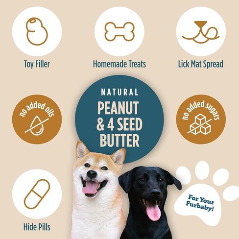 NuttZo MuttZo for Dogs | Natural Peanut and 4-Seed Butter with Turmeric | Dog Treats for Pain, Stiffness, Inflammation, Digestive Health and Immune Support | 12 oz (1 Jar) in Saudi Arabia