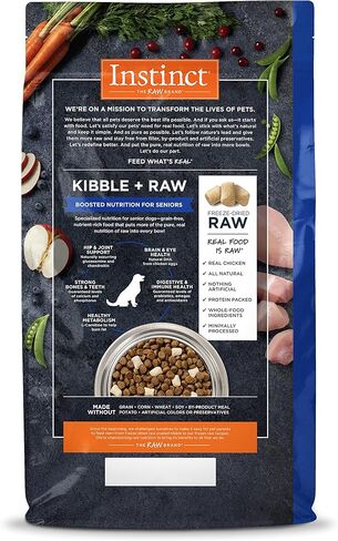 وصفة غريزة خام خالية من الحبوب لكبار السن مع طعام الكلاب الجاف الطبيعي والدجاج الحقيقي، كيس 4 رطل in Kuwait