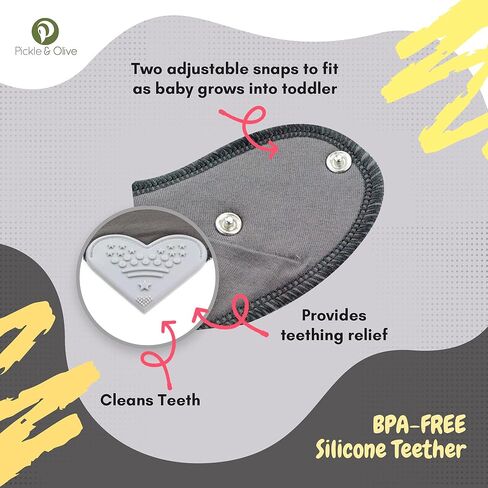 Pickle & Olive Baby Bandana Teething Bibs with Attached Silicone Teether - Set Of 4 -Solid Blues in Saudi Arabia