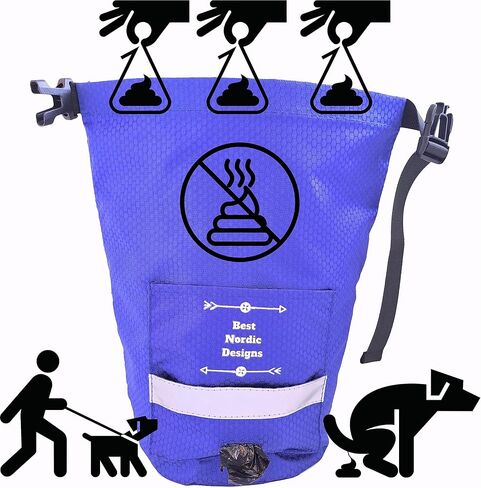 حامل شنطة فضلات الكلاب - شنطة سفر مقاومة للرائحة وقابلة لاعادة الاستخدام لاكياس فضلات الكلاب وتخزين الطعام للمشي وحفظ المكافآت ومعدات المشي لمسافات طويلة والكلاب وشنطة واج وأنبوب دوو ومغرفة بوبر in Kuwait