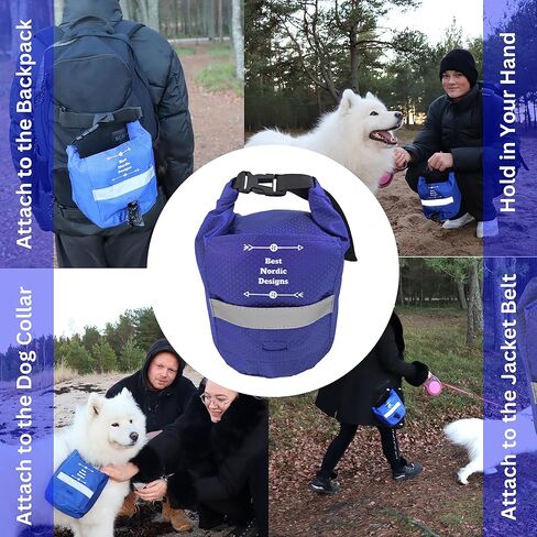 حامل شنطة فضلات الكلاب - شنطة سفر مقاومة للرائحة وقابلة لاعادة الاستخدام لاكياس فضلات الكلاب وتخزين الطعام للمشي وحفظ المكافآت ومعدات المشي لمسافات طويلة والكلاب وشنطة واج وأنبوب دوو ومغرفة بوبر in Kuwait