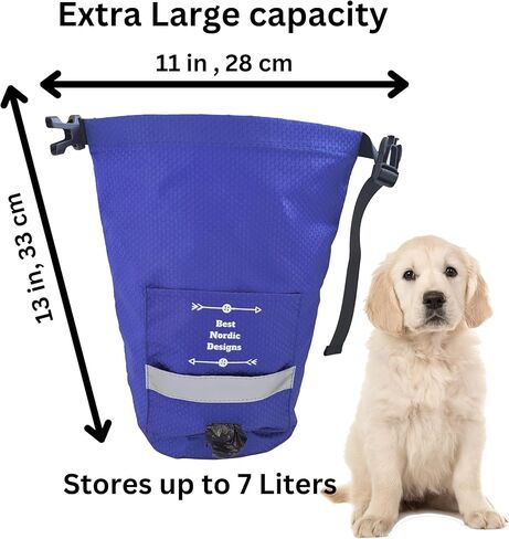 حامل شنطة فضلات الكلاب - شنطة سفر مقاومة للرائحة وقابلة لاعادة الاستخدام لاكياس فضلات الكلاب وتخزين الطعام للمشي وحفظ المكافآت ومعدات المشي لمسافات طويلة والكلاب وشنطة واج وأنبوب دوو ومغرفة بوبر in Kuwait