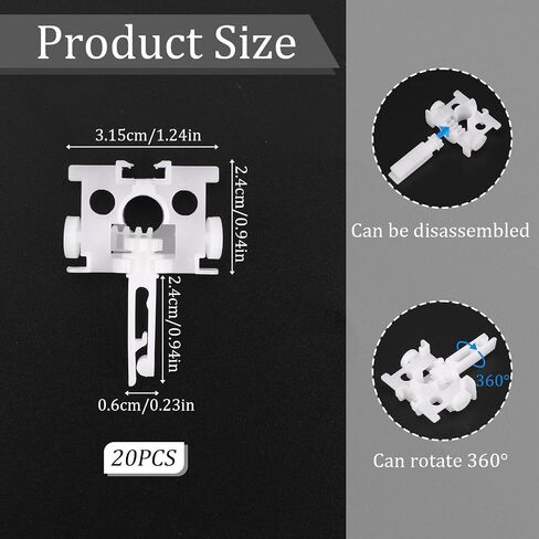 20 Pcs Vertical Blind Parts Vertical Blinds Repair Kit Blind Replacement Parts with Stem Blind Replacements Accessories Vertical Blind Repair Carrier Plastic Carrier Repair Bracket White in Saudi Arabia