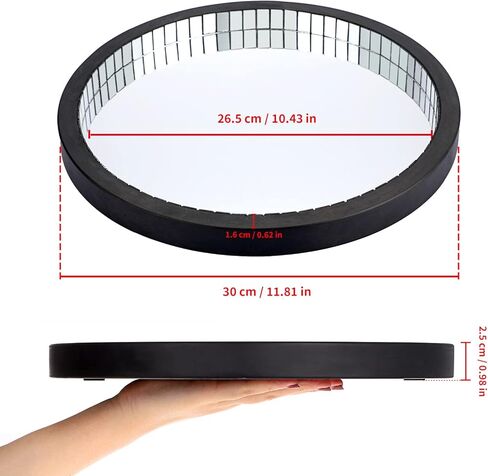 Hipiwe Mirror Vanity Tray Perfume Tray Black Wooden Decorative Tray Coffee Table Centrepiece Makeup Cosmetic Jewelry Organizer Tray for Dresser Bathroom in Kuwait