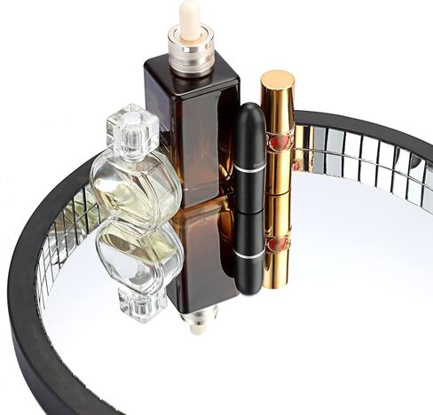 Hipiwe Mirror Vanity Tray Perfume Tray Black Wooden Decorative Tray Coffee Table Centrepiece Makeup Cosmetic Jewelry Organizer Tray for Dresser Bathroom in Kuwait