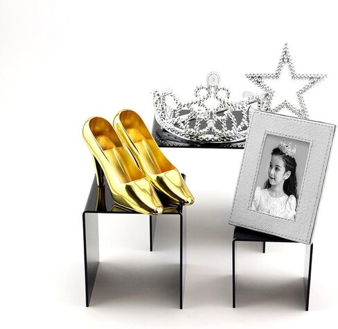 Tytroy Set of 3 (3"+4"+5") Small Cubic Black Acrylic Showcase Display Risers Nesting Stands Shelves for Jewelry Figures Arts/Crafts Cupcakes (Black) in Kuwait