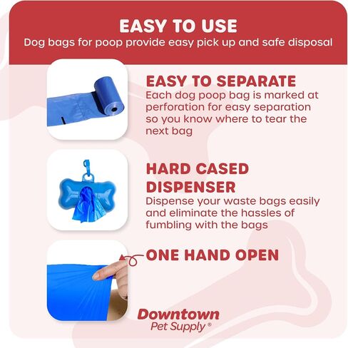 مجموعة أكياس نفايات الكلاب غير المعطرة من Downtown Pet Supply عدد 1000 مع موزع أكياس فضلات الكلاب، بألوان قوس قزح الباستيل - أكياس فضلات الكلاب المقاومة للتسرب يمكن إعادة تعبئتها بمشبك المقود وموزع أكياس العظام - 12.5 × 8.5 بوصة in Kuwait
