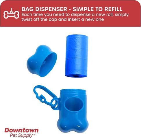 مجموعة أكياس نفايات الكلاب غير المعطرة من Downtown Pet Supply عدد 1000 مع موزع أكياس فضلات الكلاب، بألوان قوس قزح الباستيل - أكياس فضلات الكلاب المقاومة للتسرب يمكن إعادة تعبئتها بمشبك المقود وموزع أكياس العظام - 12.5 × 8.5 بوصة in Kuwait
