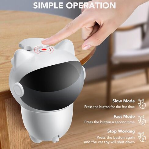 KONPCOIU Automatic Cat Toys, Indoor Laser Toy, Cats Exercise Toy Laser, Interactive Kitten Stimulation Electronic Feathers for Cats, Rechargeable Toys Gift for Cats/Kitty/Dogs, 1800 mAh Batterry in Kuwait