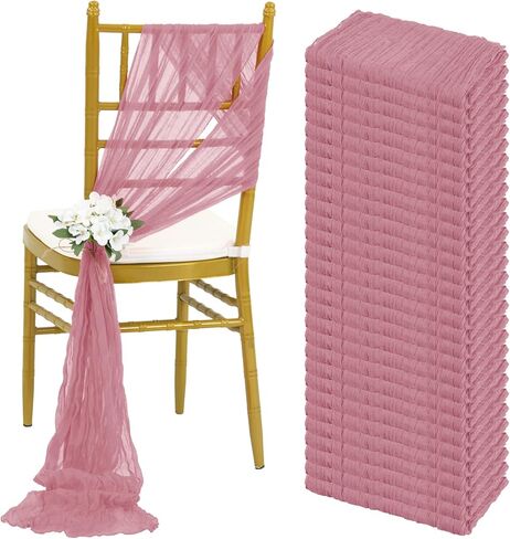 FXKS 30 قطعة من أوشحة الكراسي المصنوعة من القماش القطني الأخضر المريمية لحفلات الزفاف، غطاء كرسي تزيين عالمي، لوازم ربطة عنق خلفية، أوشحة كرسي مزخرفة من الشاش لمناسبات الزفاف والولائم (16 × 108 بوصة) in Kuwait