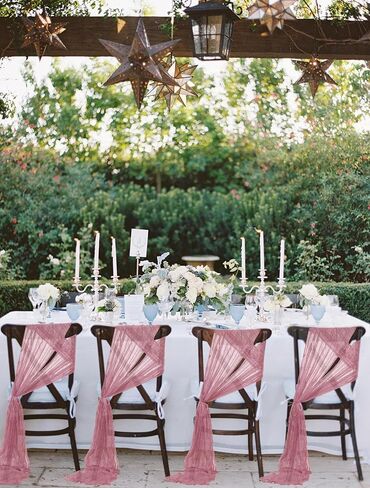 FXKS 30 قطعة من أوشحة الكراسي المصنوعة من القماش القطني الأخضر المريمية لحفلات الزفاف، غطاء كرسي تزيين عالمي، لوازم ربطة عنق خلفية، أوشحة كرسي مزخرفة من الشاش لمناسبات الزفاف والولائم (16 × 108 بوصة) in Kuwait