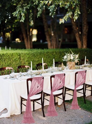 FXKS 30 قطعة من أوشحة الكراسي المصنوعة من القماش القطني الأخضر المريمية لحفلات الزفاف، غطاء كرسي تزيين عالمي، لوازم ربطة عنق خلفية، أوشحة كرسي مزخرفة من الشاش لمناسبات الزفاف والولائم (16 × 108 بوصة) in Kuwait