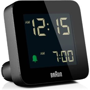 Braun Digital Alarm Clock with Snooze, Negative LCD Display, Quick Set, Crescendo beep Alarm in Black, Model BC09B in Kuwait