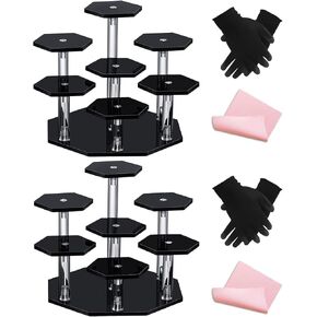 حامل عرض أكريليك مكون من قطعتين من TOUNALKER للأشكال، رف عرض أكريليك شفاف مكون من 7 طبقات، حامل منظم للمقتنيات لعرض شخصيات العمل السداسي لبائع مستحضرات التجميل (أسود) in Kuwait