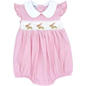 ماجنوليا بيبي بيبي جيرل سبرينج باني باني كلاسيكس سموكيد ياقة فلوتر بابل وردي in Kuwait