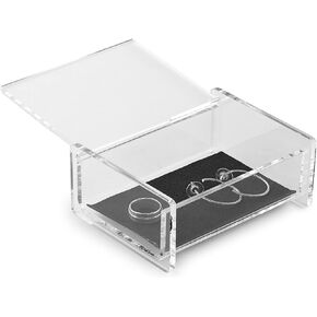 Huang Acrylic Clear Acrylic Catchall Box with Hinge Lid | 3.75"x 5" Small Multipurpose Storage Box for Keepsakes, Jewelry, Trinkets