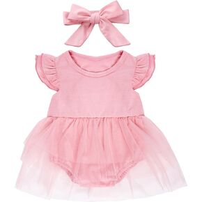 فستان توتو للفتيات الصغيرات من Bskifnn مع عصابة رأس فستان أطفال بأكمام مكشكشة للعطلات وحفلات الزفاف وأعياد الميلاد ورأس السنة الجديدة in Kuwait