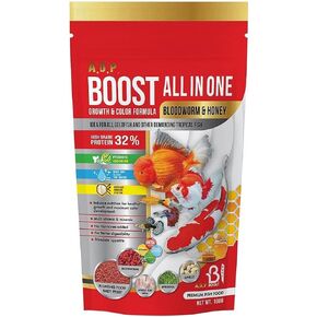 A.D.P. Fish Booster Bloodworm Honey 100 g. Goldfish Food & All Tropical Fish Food Small Floating Pellet Grow Faster & Color Enhancing High Protein 32% Aquarium Baby Fish Newborn Fry Fish Feed Care