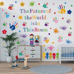 Kids Wall Decals Classroom Decals Colorful Inspirational Quotes Wall Stickers Motivational Sticker Splatter Handprint Wall Decals for Classroom School Kids Bedroom Playroom Nursery Wall Decor in Kuwait