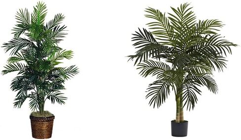Nearly Natural 5263-0308 56in. Areca Palm Silk Tree with Basket,Green,10" x 10" x 48" and Nearly Natural 6737 4ft. Bamboo with Decorative Planter in Kuwait