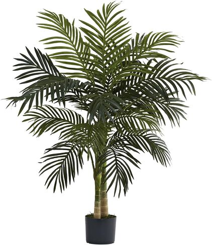 Nearly Natural 5263-0308 56in. Areca Palm Silk Tree with Basket,Green,10" x 10" x 48" and Nearly Natural 6737 4ft. Bamboo with Decorative Planter in Kuwait