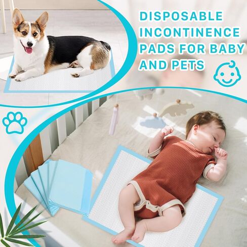 Tivcck Disposable Changing Pads,17 x 24 inch Baby Disposable Underpads,Ultra Absorbent Disposable Bed Pads,Disposable Diaper Changing Pads,Leak-Proof Breathable Underpads,Waterproof Pets Dogs Pee Pads in Kuwait